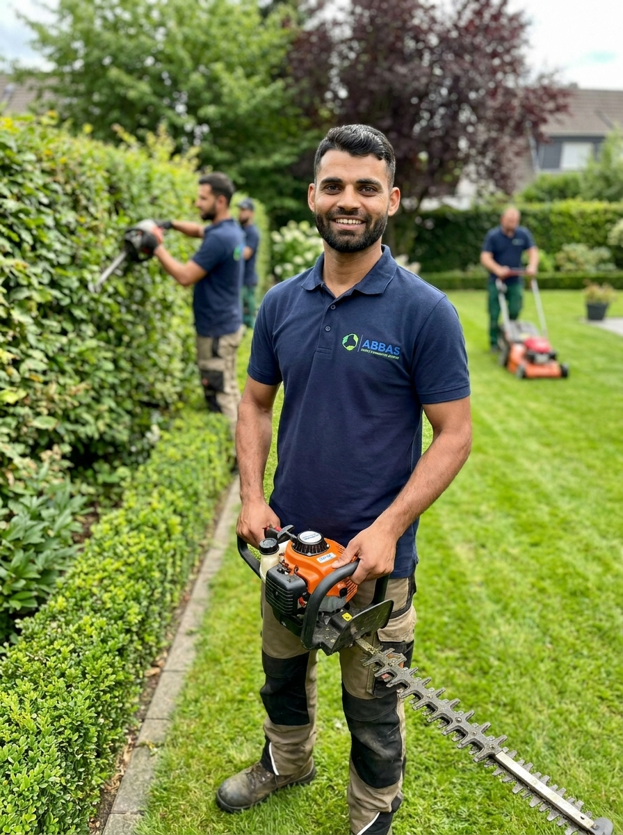 Abbas und das ABBAS Garten-Team bei der Arbeit